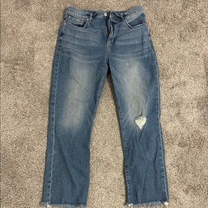LOFT Blue Distressed Ankle Jeans